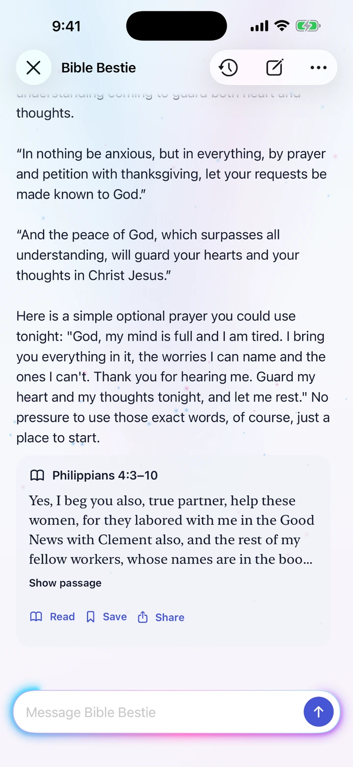 Bible Bestie Scripture Chat on iPhone